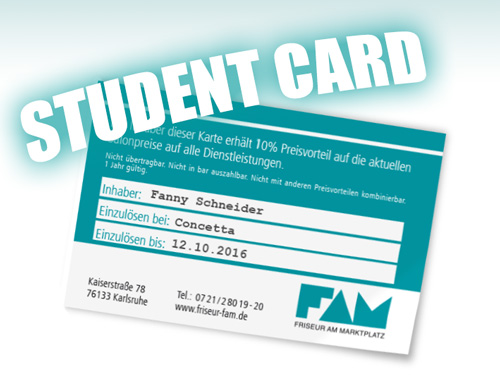 FAM Student Card - 10% Preisvorteil für Studis